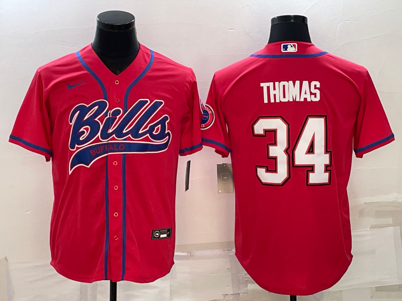 Men's Buffalo Bills Thurman Thomas #34 Red Jersey Joint Edition